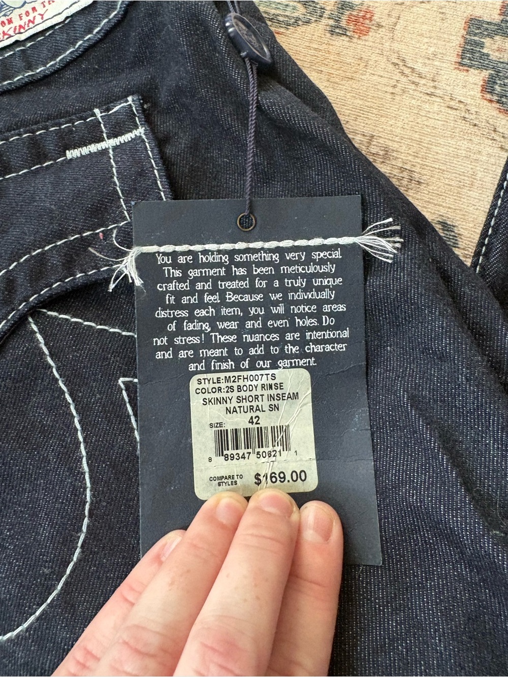 True Religion Menโs Size 42 Skinny Short Inseam Dark Wash Jeans NWT - Picture 6 of 6